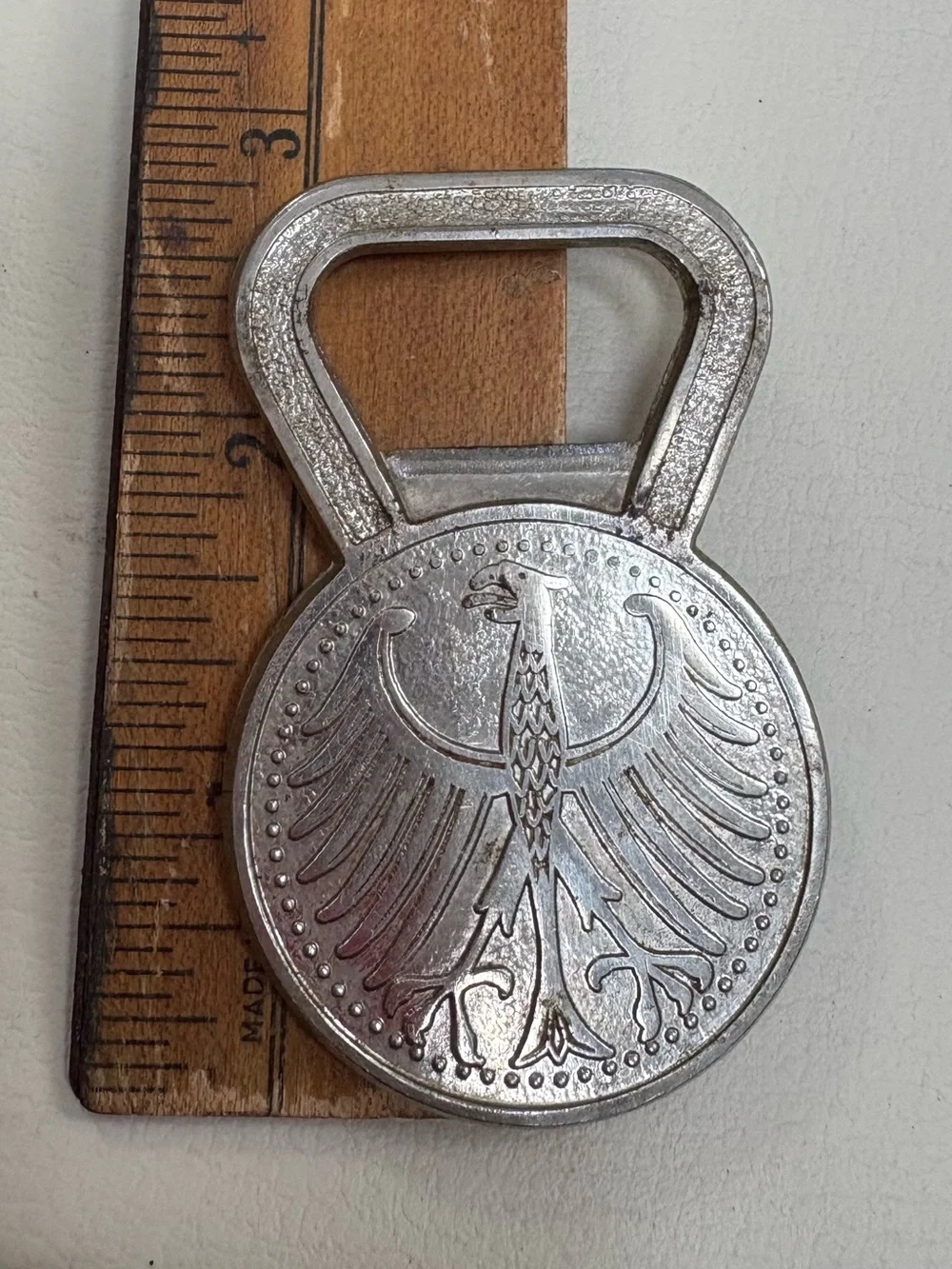 Vintage German 5 Deutsche Mark Coin Bottle Opener